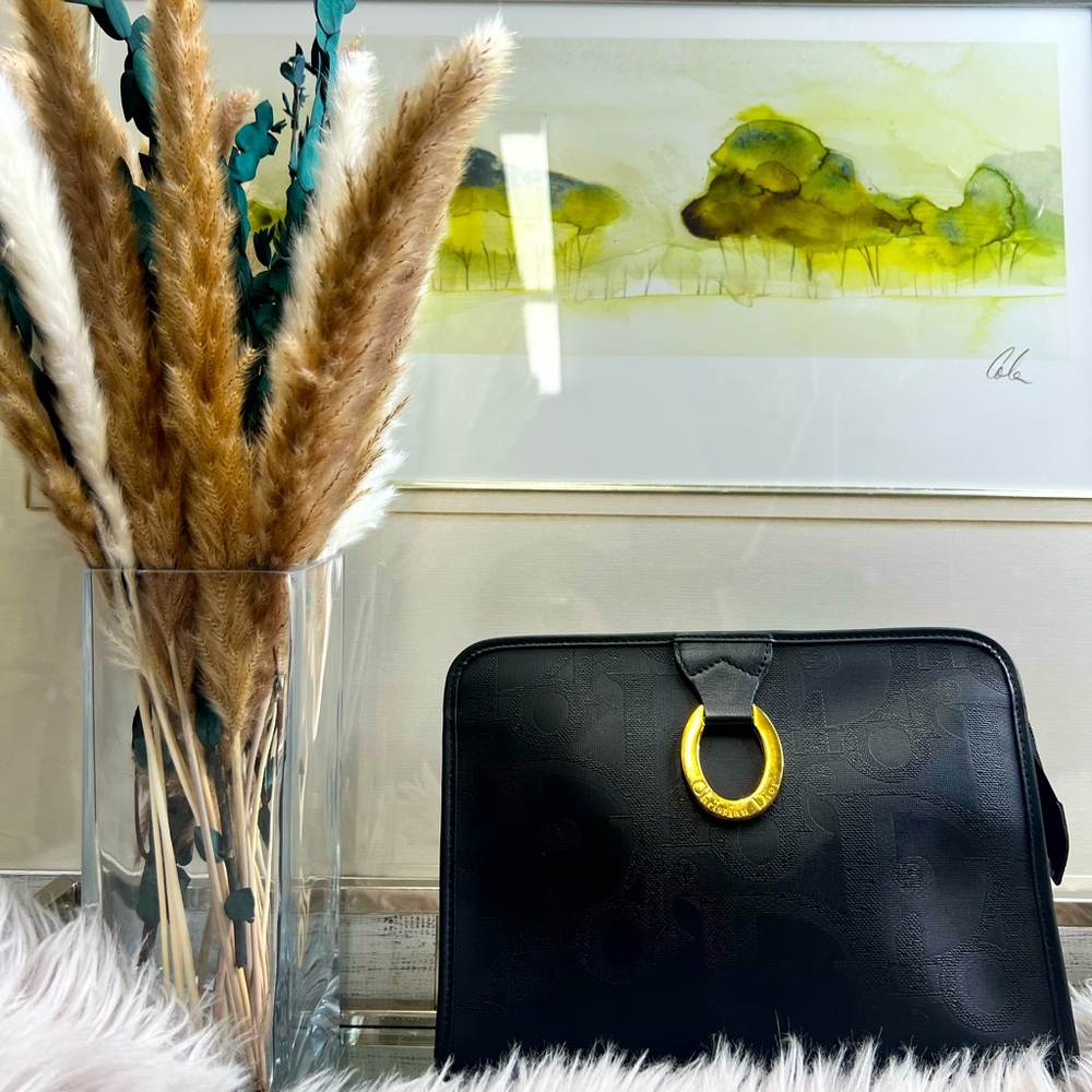 Vintage Dior Black PVC Leather Clutch